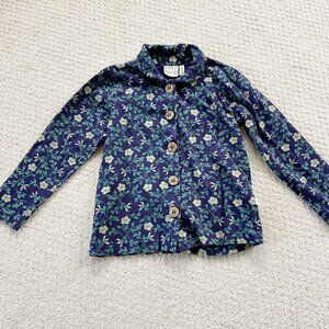 Mainio Navy Blue Floral Collared Top